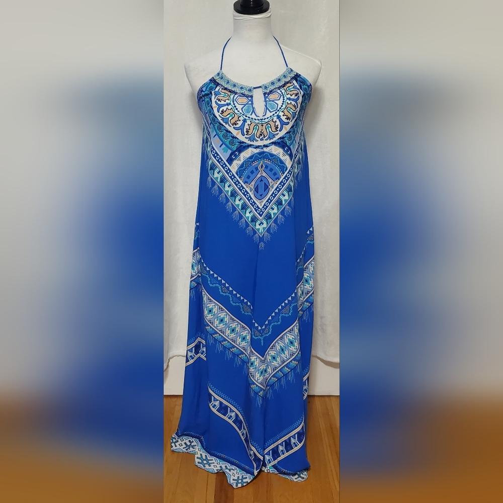 🏠 Flying Tomato Geometric Sleeveless Tie Back Maxi Dress Size S